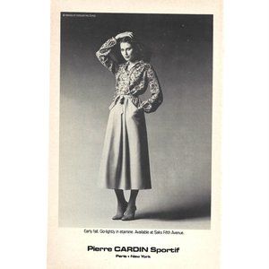 Pierre Cardin Sportif Paris New York Fashion 1908s Vintage Print Ad 9 inch Tall